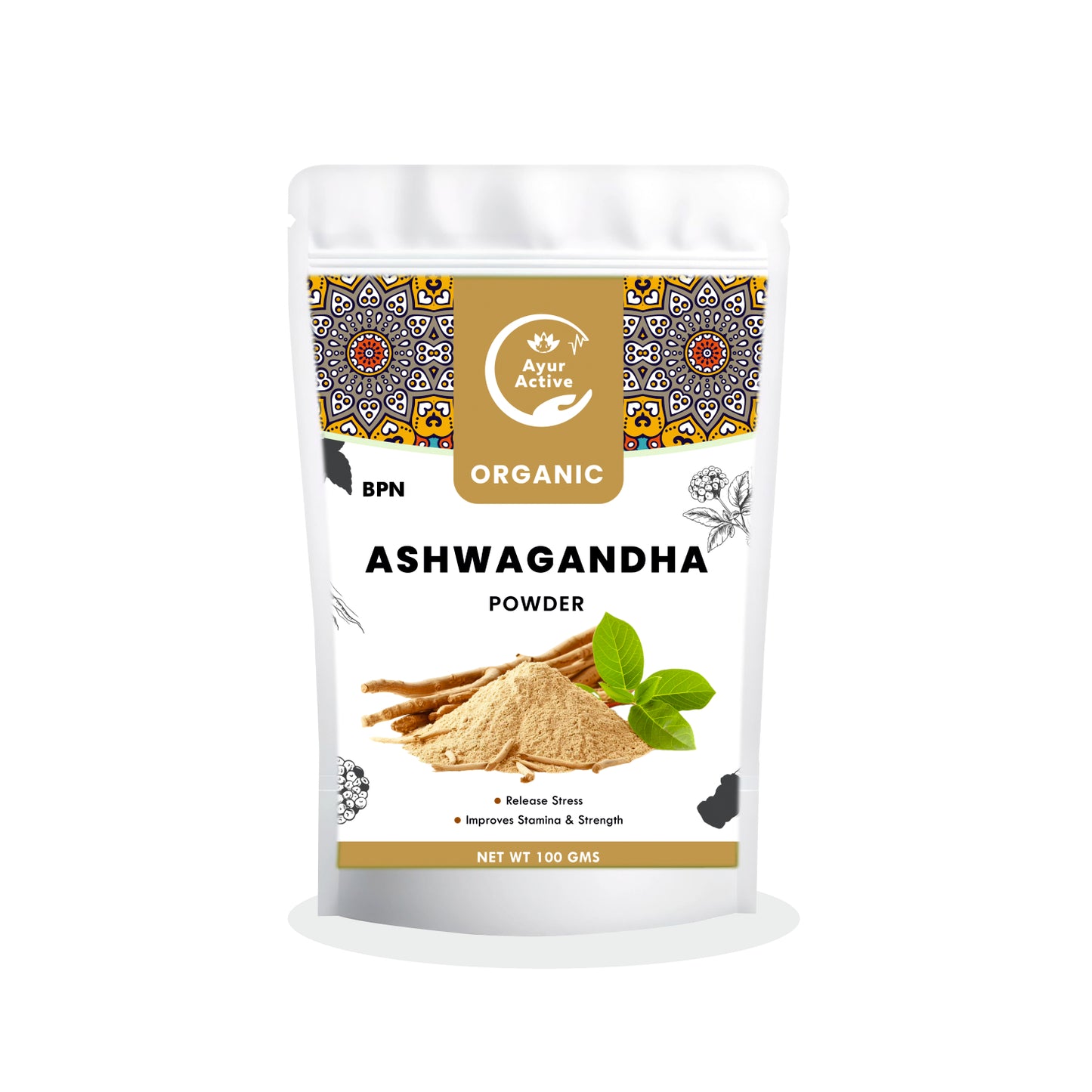 Ayur Active Ashwagandha Powder | 100% Pure & Natural | Stress Relief, Energy Boost & Immunity Support